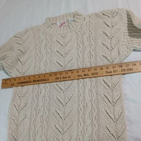 VTG Mobility Small Long-Sleeved Ecru Silk/Cotton Blend Cable-Knit Sweater - Picture 11 of 13